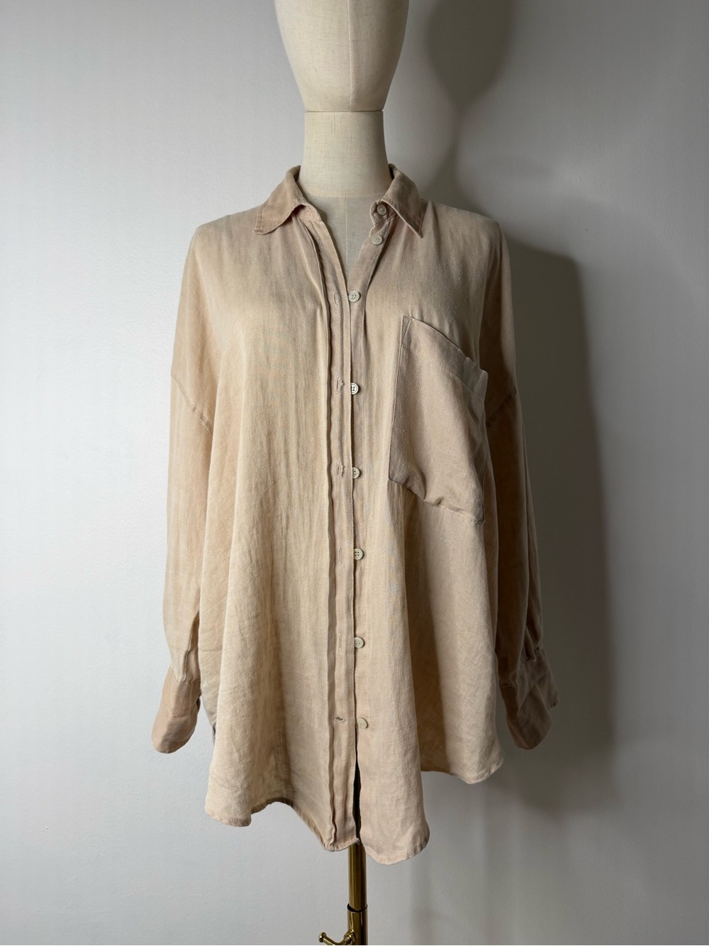 ZARA long-sleeve shirt, 100% linen